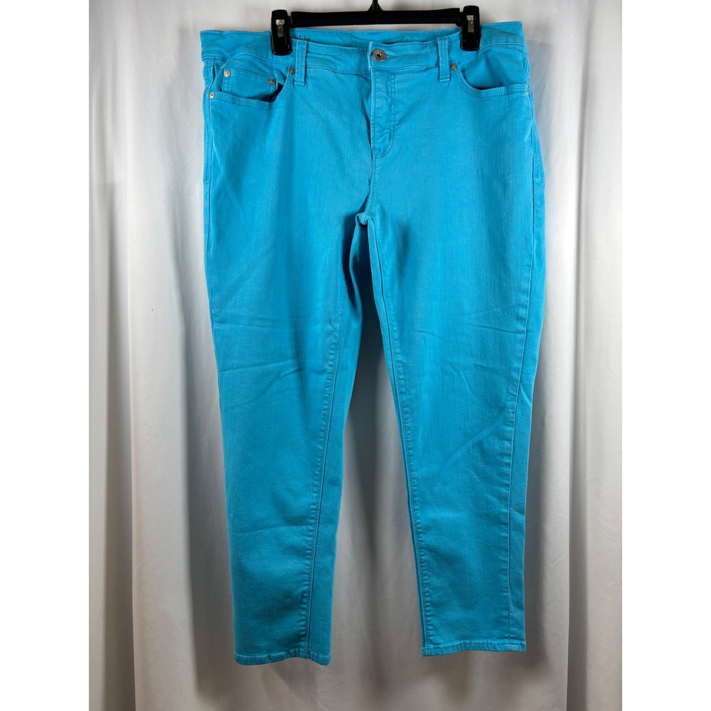 JCPenney Skinny Ankle High Stretch Denim Jeans Turquoise Blue Women 18W